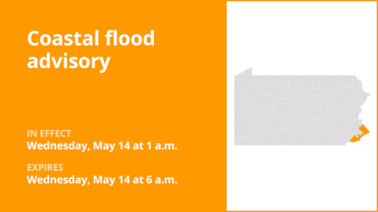 Southeast Pa. Coastal Flood Warning: Wednesday